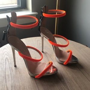Giuseppe Zanotti Orange Velvet Stilletos - Harmony